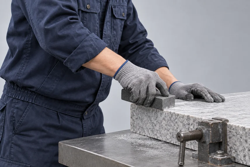 A rock work site generating dust